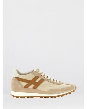 Hogan Athletic Suede And Nylon Trainers - Natural