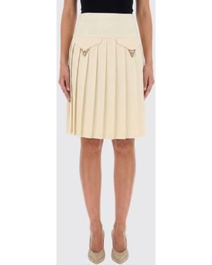 Versace Plissierter Minirock Aus Viskose Mit Hoher Taille Und Pattentaschen - Natur