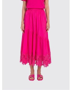 Twinset Cotton Skirt With Embroidery - Pink