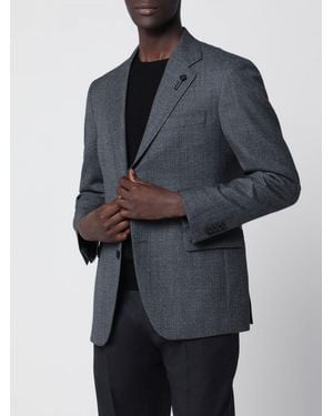 Lardini Single-Breasted Virgin Wool Blazer With Two-Button Closure - Black
