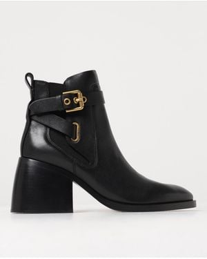 See By Chloé Averi Ankle Boots In Leather With Buckle - Black