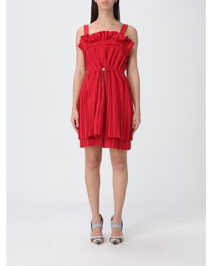 Fendi Pleated Cotton Mini Dress - Red