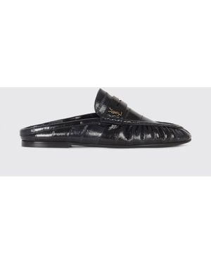Saint Laurent Mules Le Loafer En Piel De Anguila Con Monograma Ysl - Blanco