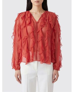 Momoní Momon&Igrave Blusa De Mezcla De Seda Con Volantes - Rojo