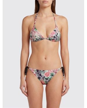 Philipp Plein Floral Lycra Bikini Top Swimsuit - Black
