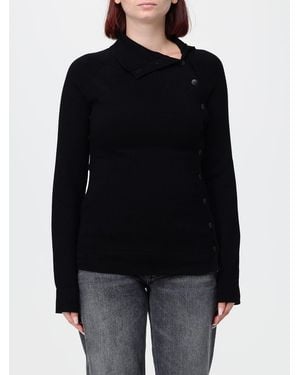 Dondup Slim Fit Viscose Turtleneck Sweater With Shoulder Buttons - Black