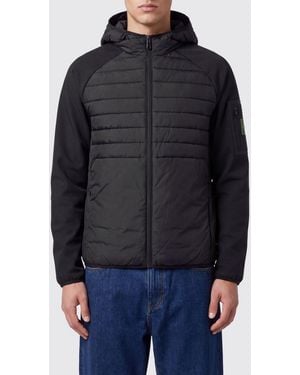 BOSS Short Water-Repellent Padded Jacket With Hood And Logo Patch - Black