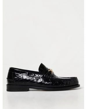 Versace Croc Print Brushed Leather Loafers - Black