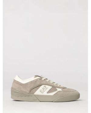EA7 Zapatillas Bajas De Piel De Ante Con Tobillo Acolchado Y Logo Impreso - Neutro