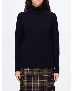 Drumohr 100% Pure Merino Wool Turtleneck Sweater With Ribbed Edges - Blue