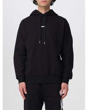 DISCLAIMER Cotton Hoodie With Printed Logo And Dropped Shoulders - Blue