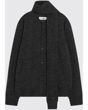 MM6 by Maison Margiela Wool-Blend Cardigan With Scarf - Black