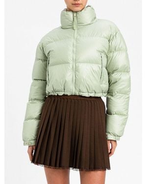 Twinset Short Quilted Puffer Jacket With High Neck And Zip Closure - Green