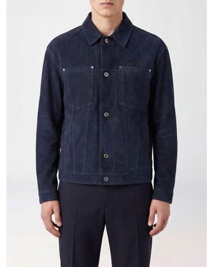 Salvatore Santoro Hemdjacke Aus Veloursleder Mit Metallknöpfen - Blau