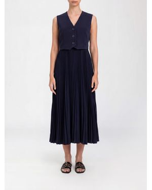 Twinset Pleated Crepe Midi Dress - Blue