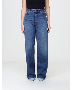 Victoria Beckham Vaqueros De Pierna Ancha Y Tiro Alto En Denim De Algodón - Azul