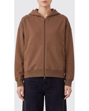 Brunello Cucinelli Sweat À Capuche Zippé En Coton Avec Poche Kangourou - Marron