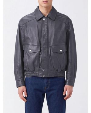 DUNST Blousonjacke Aus Lammleder Mit Klassischem Kragen Und Elastischem Saum - Blau