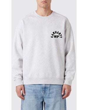 Carhartt Crewneck Cotton Sweater With Contrast College-Style Logo - Gray