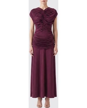 Self-Portrait Draped V-Neck Jersey Maxi Dress - Purple