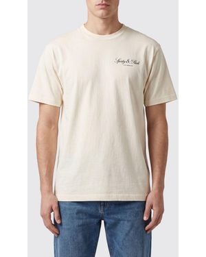 Sporty & Rich Sporty &Amp Rich Crewneck Cotton T-Shirt With A Contrast Logo Print - Natural