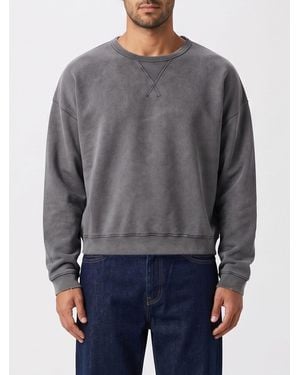 sunflower Cotton Crewneck Sweatshirt With Dropped Shoulders And Straight Hem - Gray