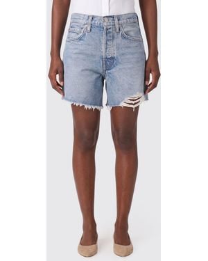 Agolde High-Waist Distressed--Shorts Aus Regenerativer Baumwolle - Blau