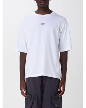 Oakley Cotton T-Shirt With Contrasting Graphic Print And Dropped Shoulders - White
