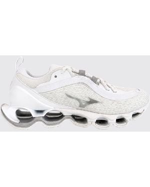 Mizuno Wave Prophecy 13.2 Technical Fabric Sneakers With Printed Logo - White