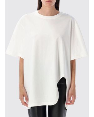 The Attico Relaxed Fit Cotton T-Shirt With Dropped Shoulders And Side Slits - White