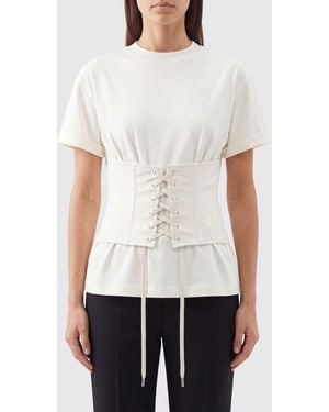 McQueen Cotton T-Shirts With Laces - White