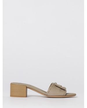 Fendi Baguette Tumbled Leather Mules - Grey