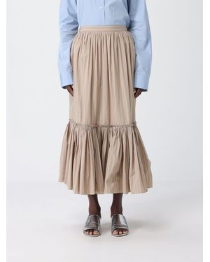 Jil Sander Striped Cotton Midi Skirt - White