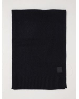 BOSS Bufanda Rectangular De Lana Y Algodón Con Bordes Acanalados Y Logo - Negro