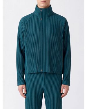Homme Plissé Issey Miyake Plissierter Stehkragen-Cardigan Homme Plissé Issey Miyake Aus Technischem Stoff - Blau
