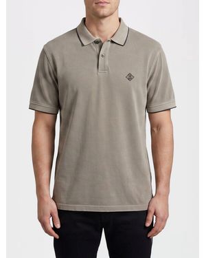 Herno Slim Fit Short-Sleeve Cotton Polo Shirt With Ribbed Collar - Gray
