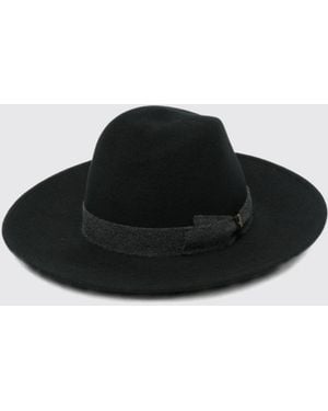Borsalino Deva Bicolour Wide-Brimmed Wool Felt Hat - Black