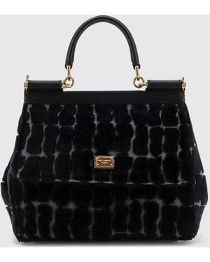 Dolce & Gabbana Dolce &Amp Gabbana Sicily Velvet And Calfskin Handbag - Black