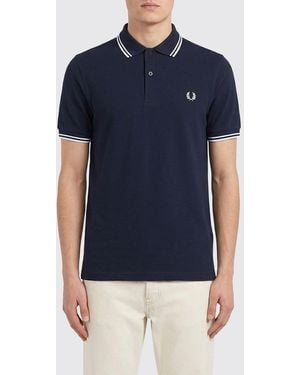 Fred Perry Cotton Polo Shirt With Logo - Blue