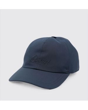 Brioni Polyester Baseball Cap With Tone-On-Tone Embroidered Logo - Blue