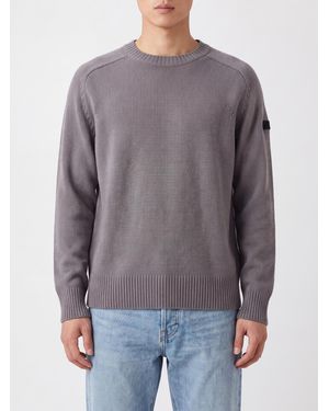 Rrd Wool And Cashmere Blend Crewneck Sweater With Applied Logo - Gray