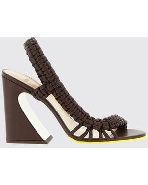 Fendi Arco Braided Leather Sandals - White