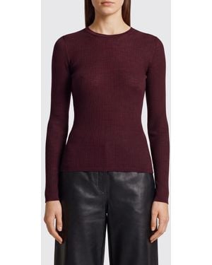 Jil Sander Slim Fit Pure Wool Crewneck Jumper With Ribbed Trims - Purple