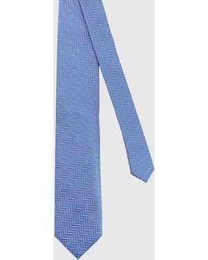 Tom Ford Corbata De Pura Seda Con Estampado Abstracto De Zigzag - Azul