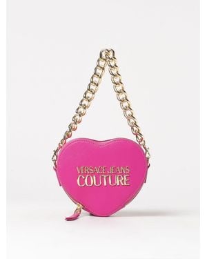 Versace Jeans Couture Metallic Logo Saffiano Shoulder Bag - Pink