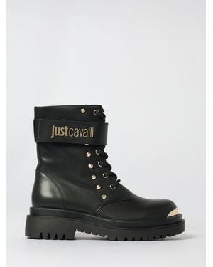 Just Cavalli Flat Ankle Boots - Black