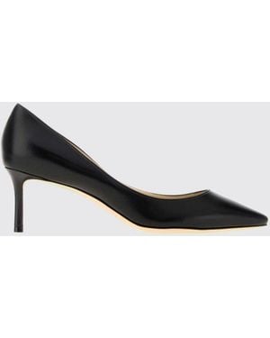 Jimmy Choo Romy Smooth Leather Mid-Heel Court Shoes With Almond Toe - Black