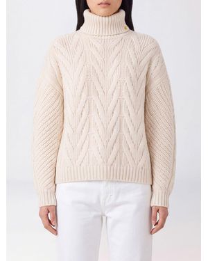 Elisabetta Franchi Alpaca Blend Turtleneck Jumper With Dropped Shoulders - White