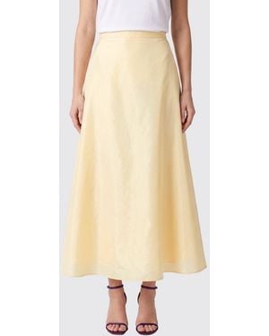 Alberta Ferretti Silk Organza Midi Skirt - Natural