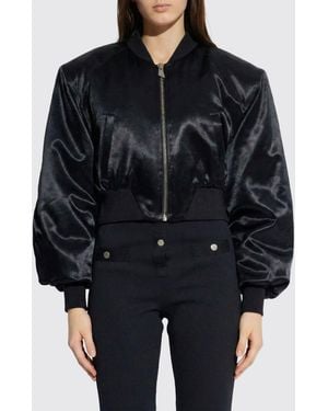 The Attico Viscose Crop Bomber Jacket - Black